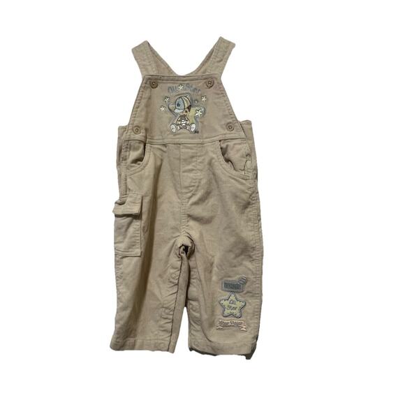 Vintage Precious Moments Boys Cream Corduroy All Start Overall Set 3-6 Months - Picture 1 of 5